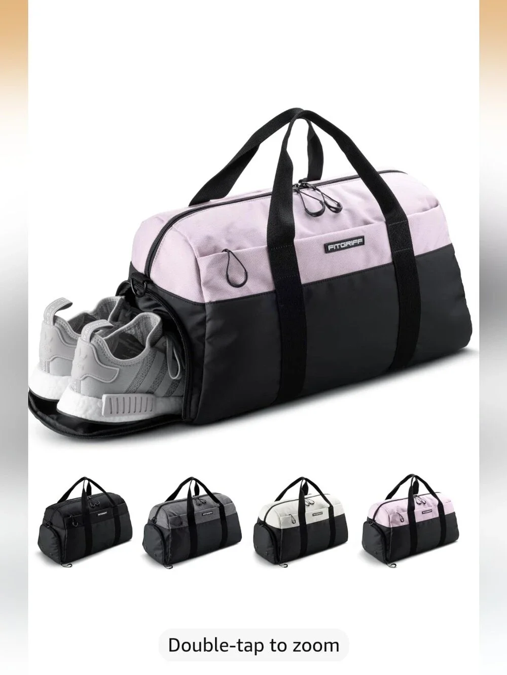Unisex FITGRIFF Canvas Two-Tone Carry GYM Bag in Cream and Black